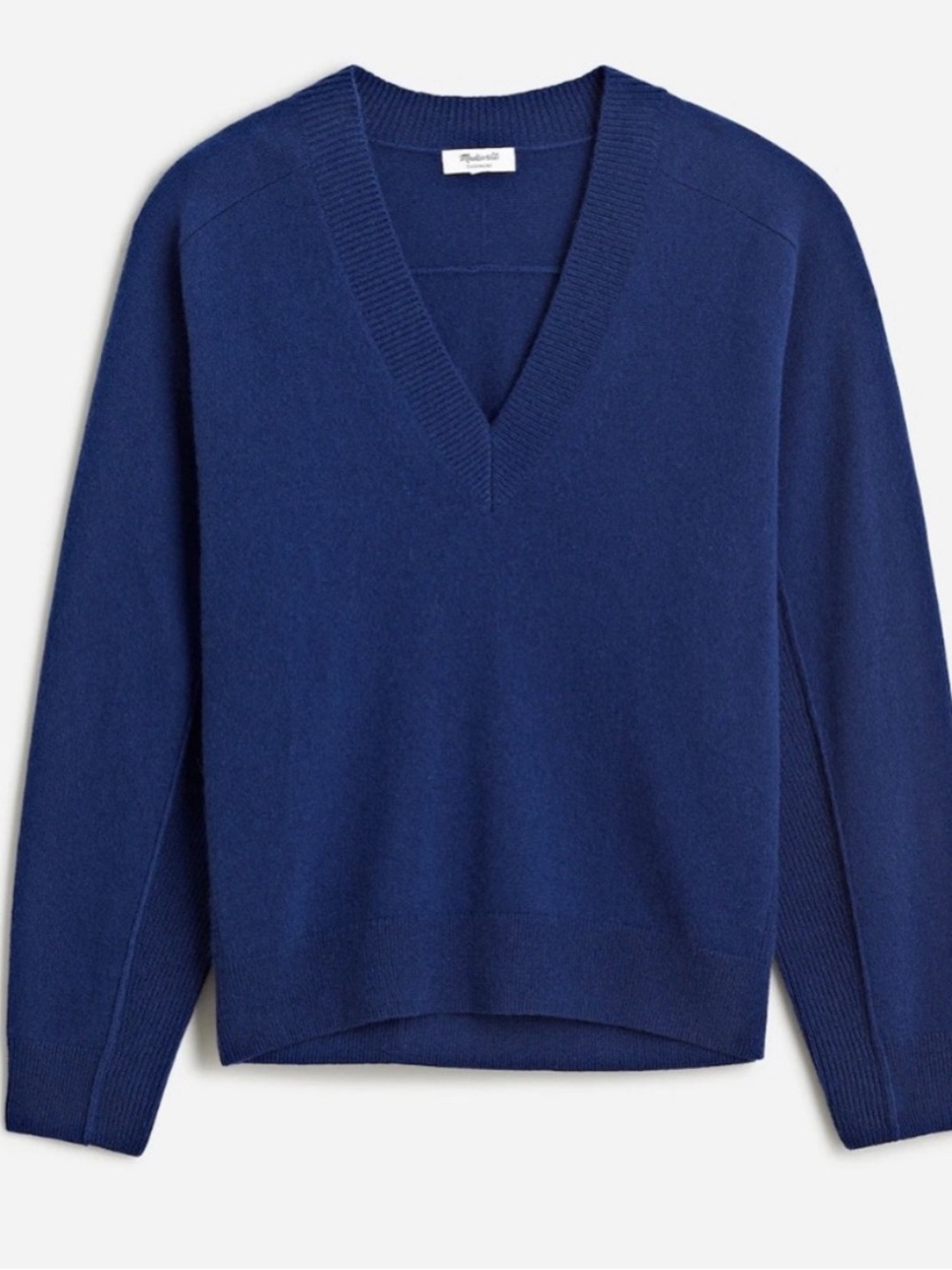NWT Madewell Cashmere V-Neck Sweater Navy Blue